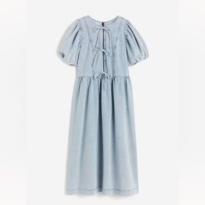 H&M Denim Puff Sleeve Midi Dress